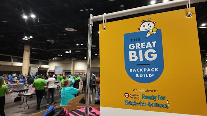 Central Florida volunteers fill 30,000 backpacks for A Gift For Teaching