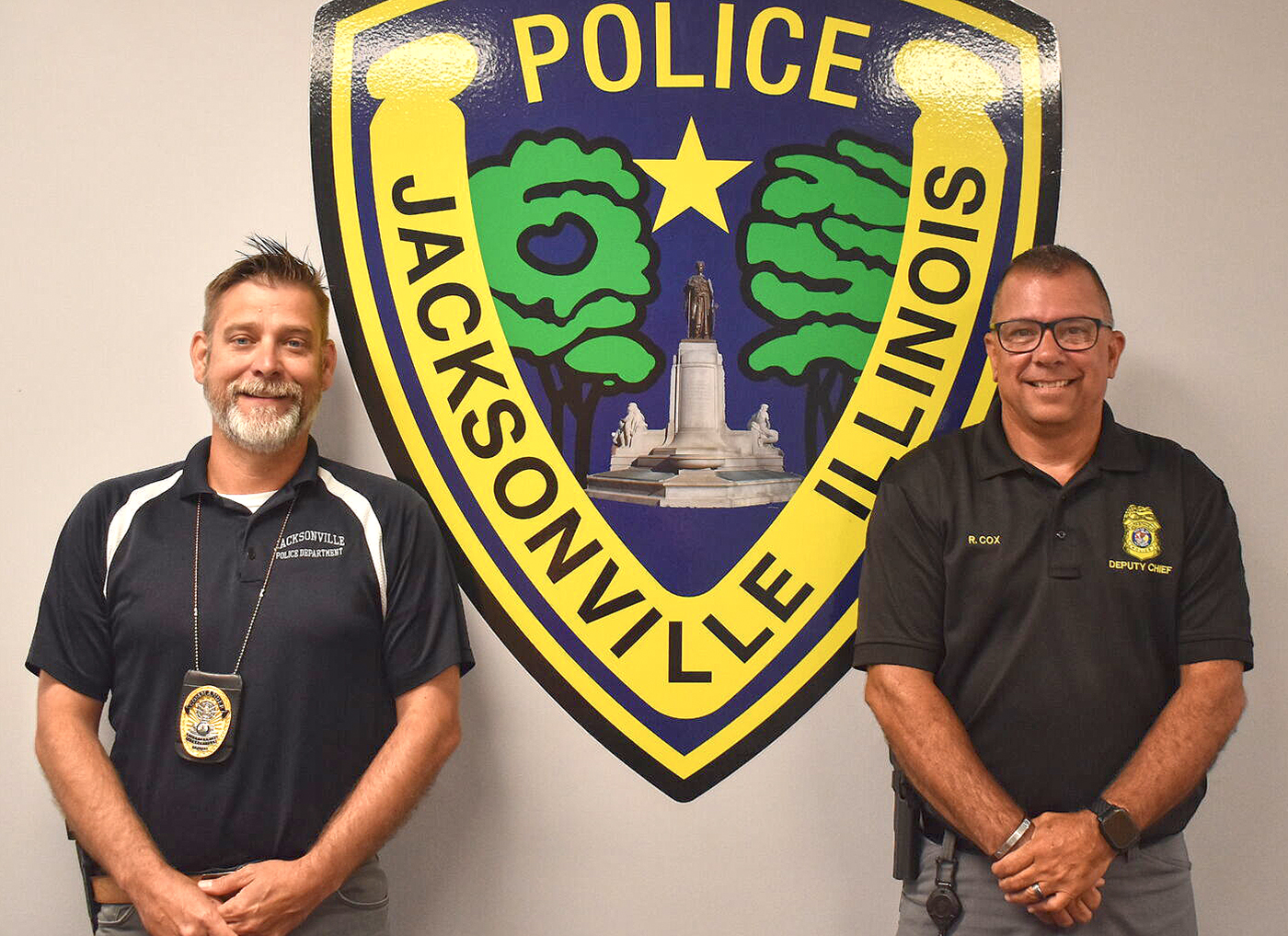 Detective Kyle Chumley (left) is being promoted to fill the role left by the retirement of Deputy Chief Rodney Cox. Cox's last day will be Monday. 