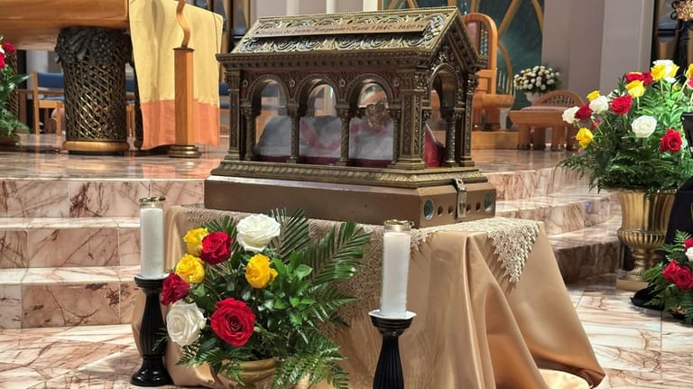 A box containing relics of the 17th century St. Mary...