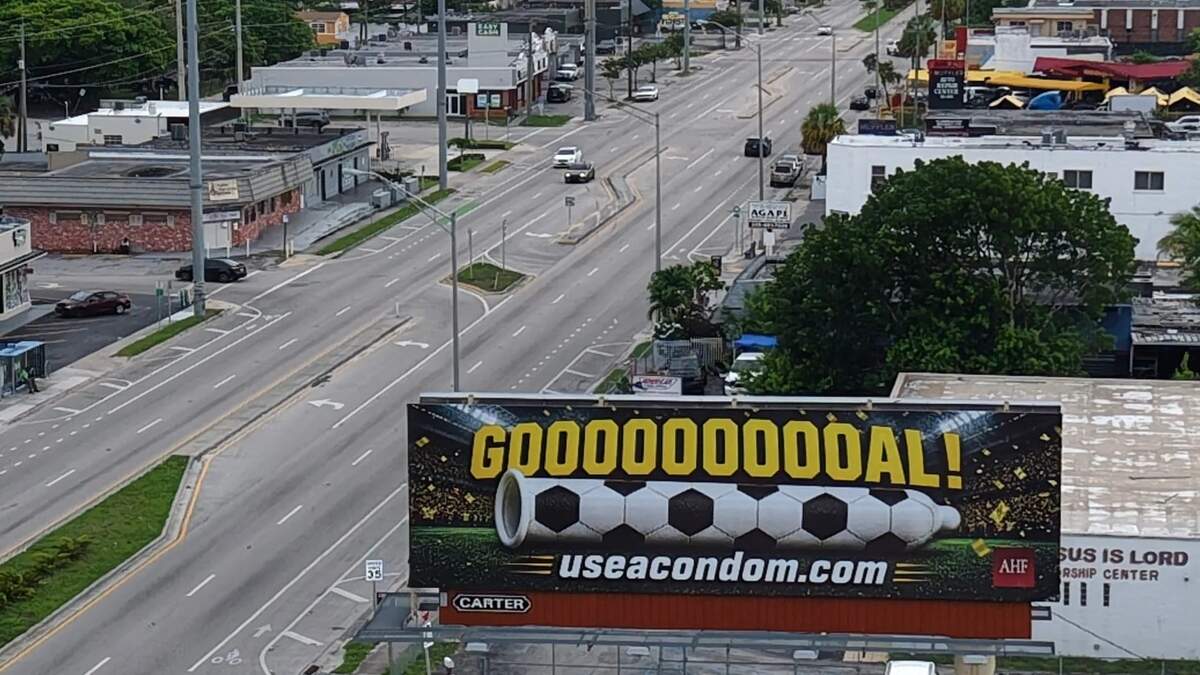 Miami World Cup billboards promote condom use and testing