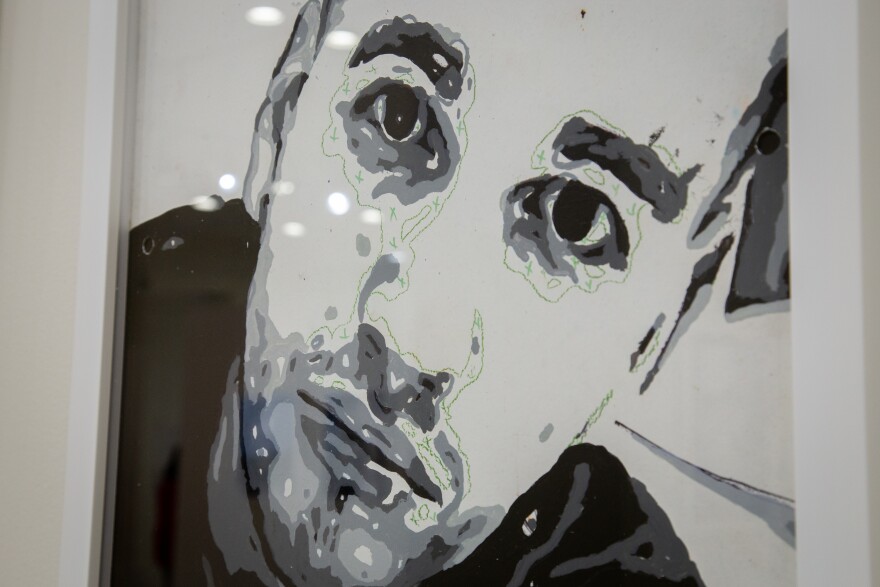 A portrait of Christopher Joseph Sanfeliz is one of several in the traveling memorial that remain unfinished. The memorial honors the 49 people who were killed at Pulse.