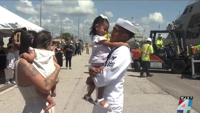 ‘I can’t be more thankful’: USS Cleveland sailor meets his daughter for the first time
