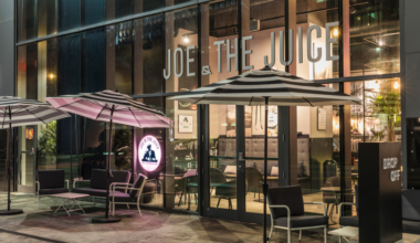 joe & the juice storefront at night