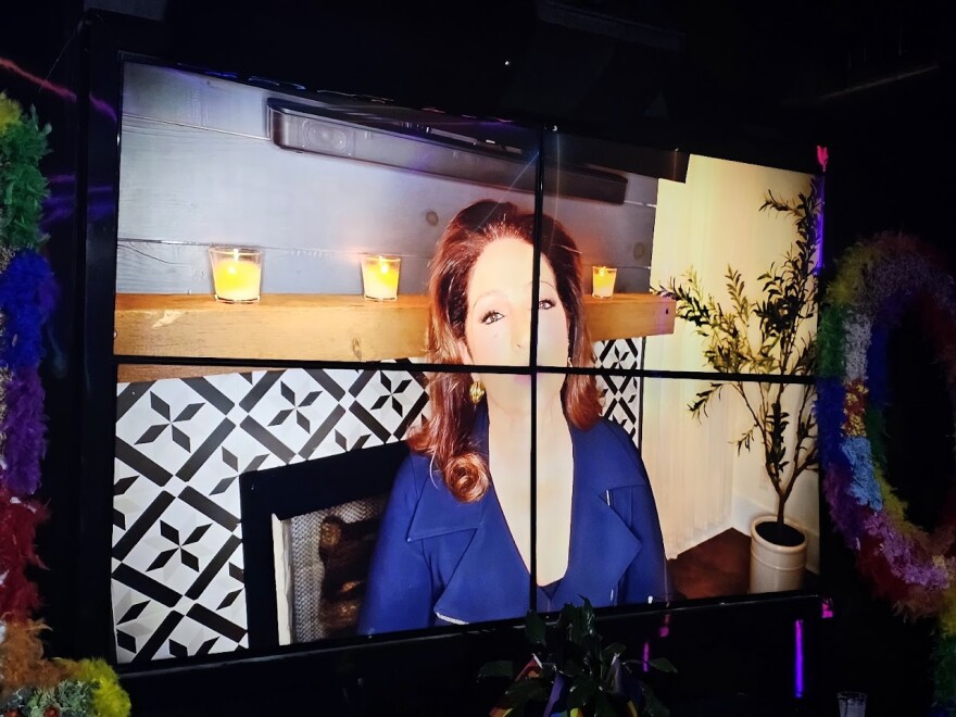Gloria Estefan sending her love and support to the Pulse survivors in a video message, Friday at The Anthem, a club in downtown Orlando. She was among several singers and actors to send a message to the event.