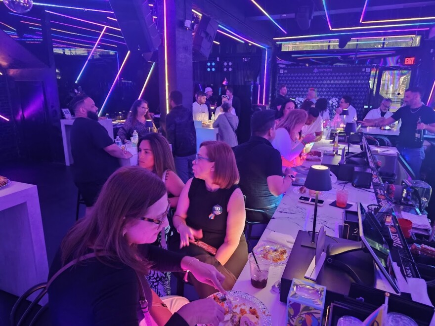 A group of family and friends gather at Anthem, a nightclub in Downtown Orlando, to honor the 49 lives lost at the Pulse Nightclub 10 years ago and honor the survivors in a night of reflection and music.