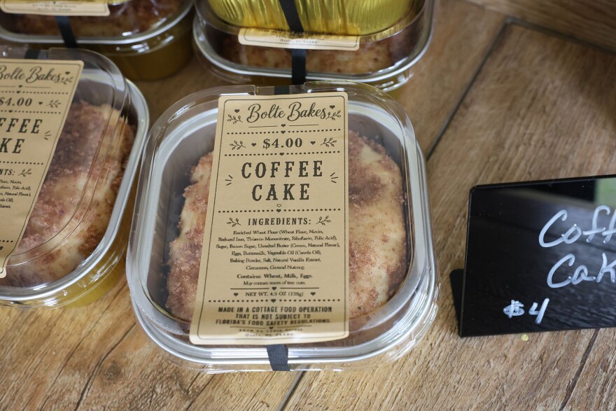 The Bolte Bakes farm stand houses homemade treats which list in-depth ingredients and food disclaimer on the label in Ocala, Fla., on Monday, June 8, 2026.
