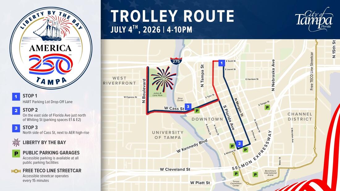 Free Jolley Trolleys Announced for Tampa's July 4 Celebration