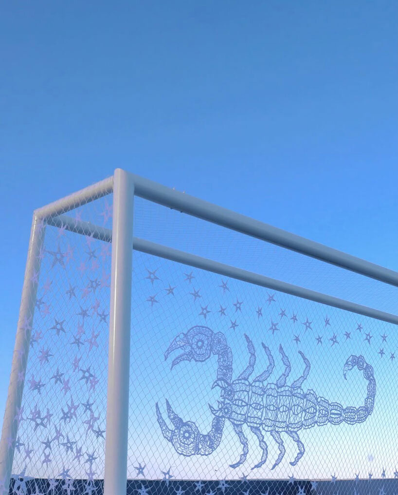 argentine artisans crochet soccer nets into monumental artworks on miami beach - 2