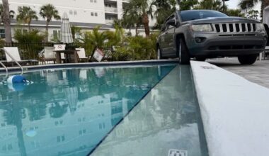 Jeep Teeters on the Edge of a Backyard Pool in Florida, and It's Not the First Time a Vehicle Has Found One