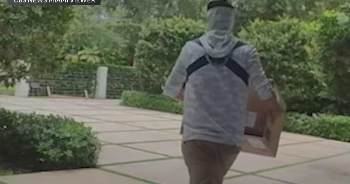 Miami house surveillance camera footage shows porch pirate appearing to follow UPS delivery driver