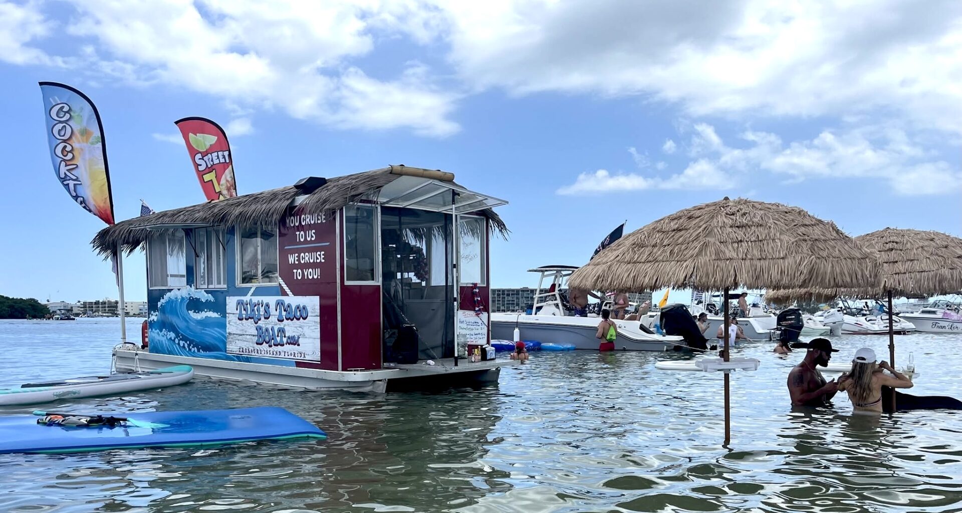 Tiki’s Taco Boat brings restaurant-quality to the waters of John's Pass Sandbar