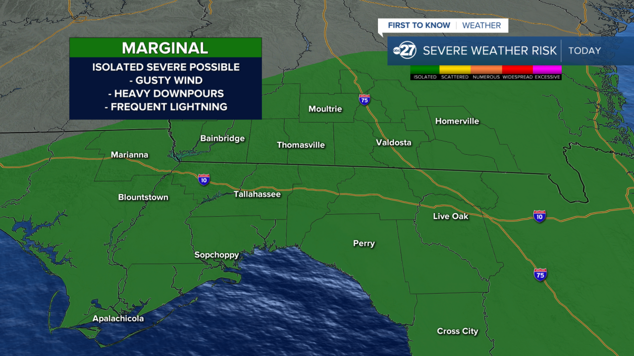 Marginal Risk for severe weather Saturday