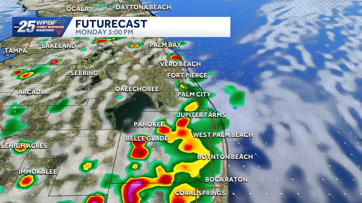 Scattered storms with feels-like temps in the triple digits across South Florida
