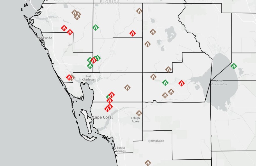 Fires were burning in a number of areas across Southwest Florida on Monday.