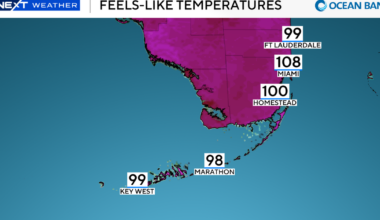 South Florida stays hot, humid on Thursday with more chances of showers and storms