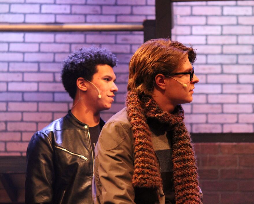 Roommates Roger Harris (Tyler Scott) and Mark Cohen (William Urban) in the Alliance Youth Theatre's production of 'Rent.'