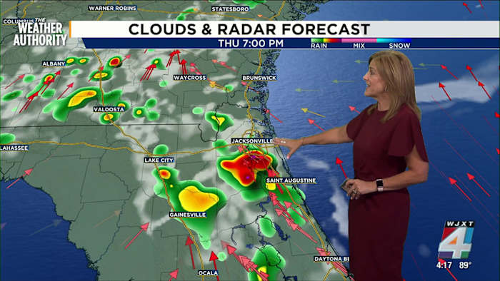 LIVE RADAR: Stormy weather through sunset as sea breezes combine in Northeast Florida, Southeast Georgia