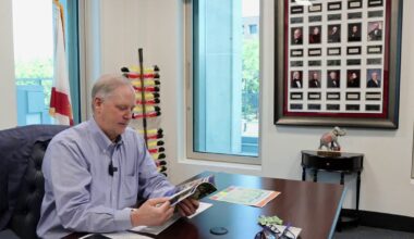 Florida Agriculture Commissioner Wilton Simpson displays every presidential signature in Capitol office