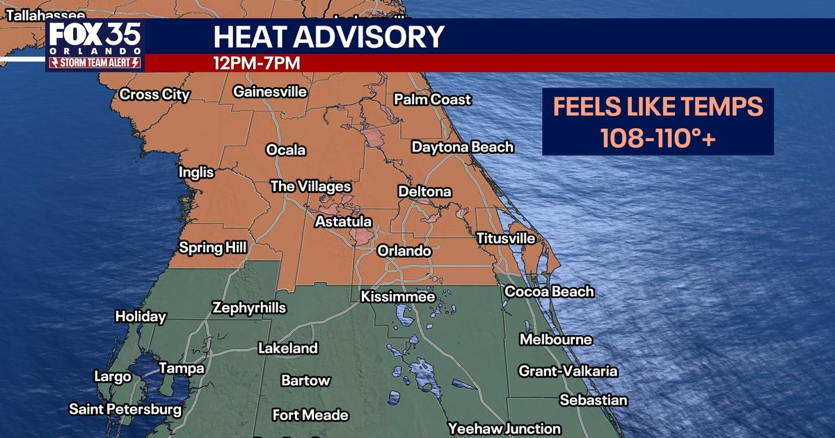 Orlando weather: Heat advisory for parts of Central Florida, 'feels-like' temps climb above 100