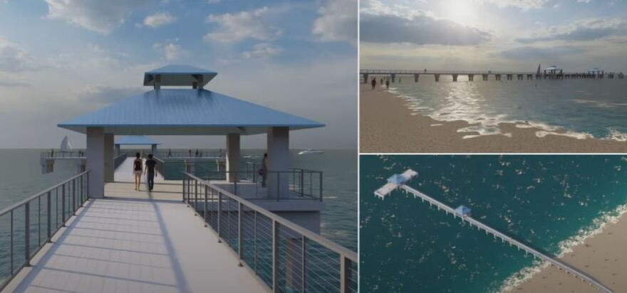 Conception drawing of how the new Fort Myers Beach pier might look. Lee County Commissioners approved a $17 million plan that would build the pier back as nearly twice as long as its former 585-foot-length and four-feet-wider than it's former 8-foot width.