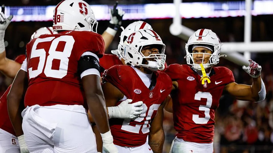 Stanford running back Micah Ford celebrates against Cal.