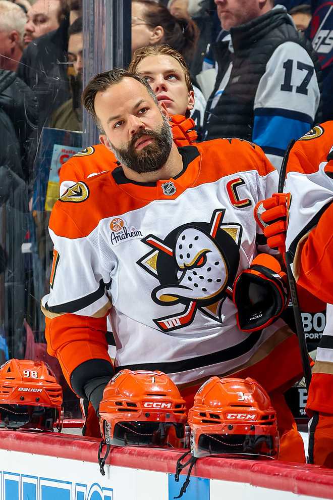 Anaheim Ducks v Winnipeg Jets WINNIPEG, CANADA - MARCH 10: Radko Gudas #7 of the Anaheim Ducks looks on from the bench prior to NHL action against the Winnipeg Jets at Canada Life Centre on March 10, 2026 in Winnipeg, Manitoba, Canada. (Photo by Jonathan Kozub/NHLI via Getty Images)