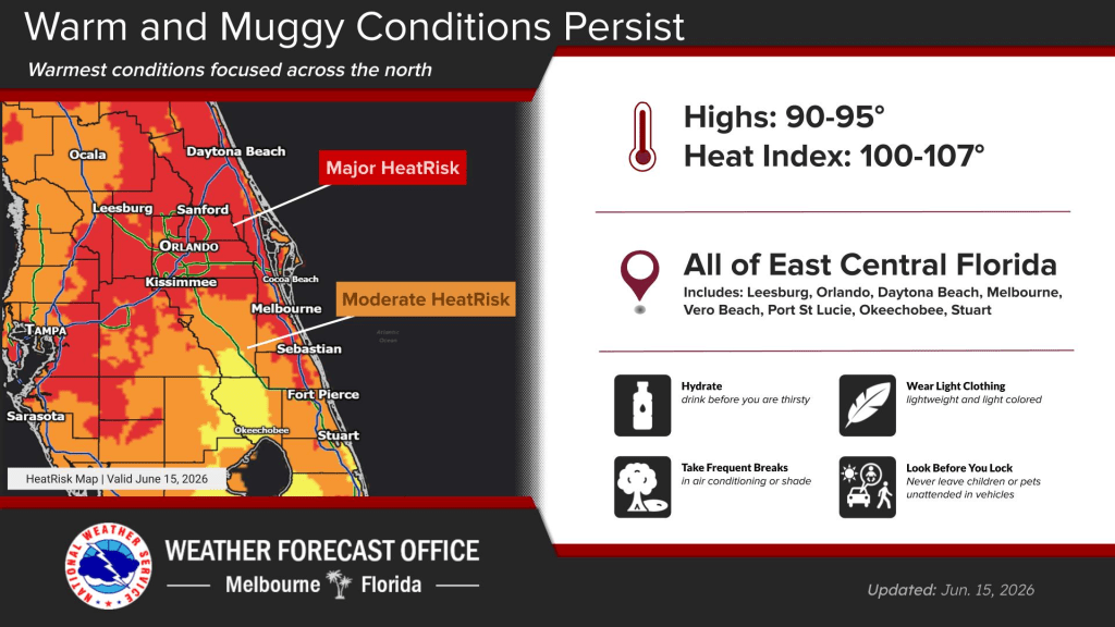Peak heat indices exceed 100 degrees, excessive rainfall favors coast – Orlando Sentinel