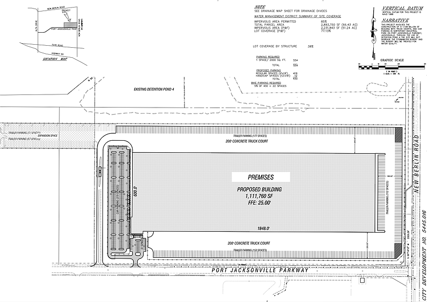 Pattillo Industrial Real Estate is exploring construction of a 1.11 million-square-foot warehouse in NorthPoint Industrial Park. Pattillo Industrial Real Estate is exploring construction of a 1.11 million-square-foot warehouse in NorthPoint Industrial Park.