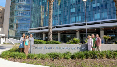 Pictured from left: Kimberly Jones, chief philanthropy officer, Baptist Health Foundation; Betsy Cox, board chair, Terry Family Foundation (TFF); Kathleen Shaw, executive vice president, TFF; Kathleen Cold, trustee TFF; Allegra C. Jaros, hospital president, Wolfson Children