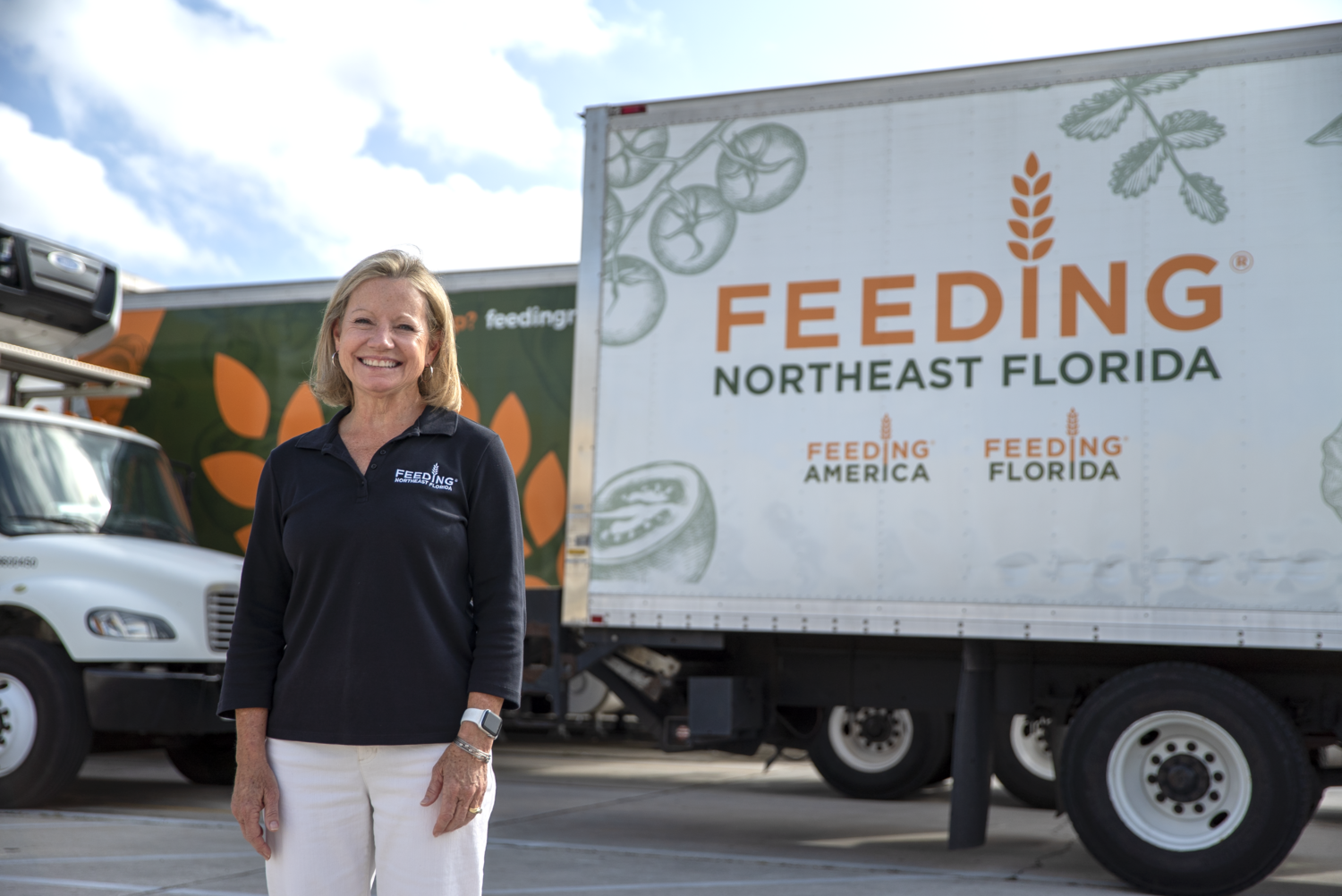 Susan King with a delivery truck