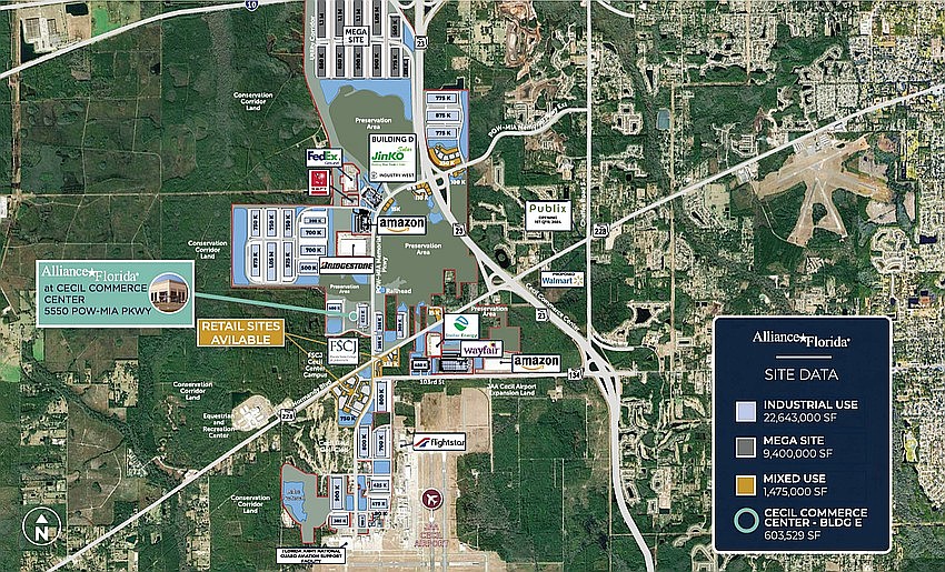 Hillwood contracts with city for 192 acres at AllianceFlorida at Cecil Commerce Center