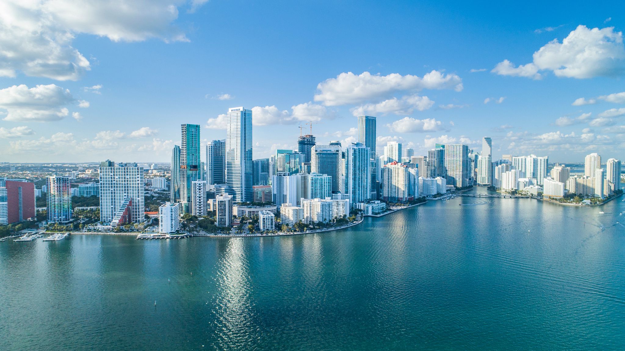 An aerial shot of Brickell Key, with downtown cityscape. (Getty Images/iStockphoto)
