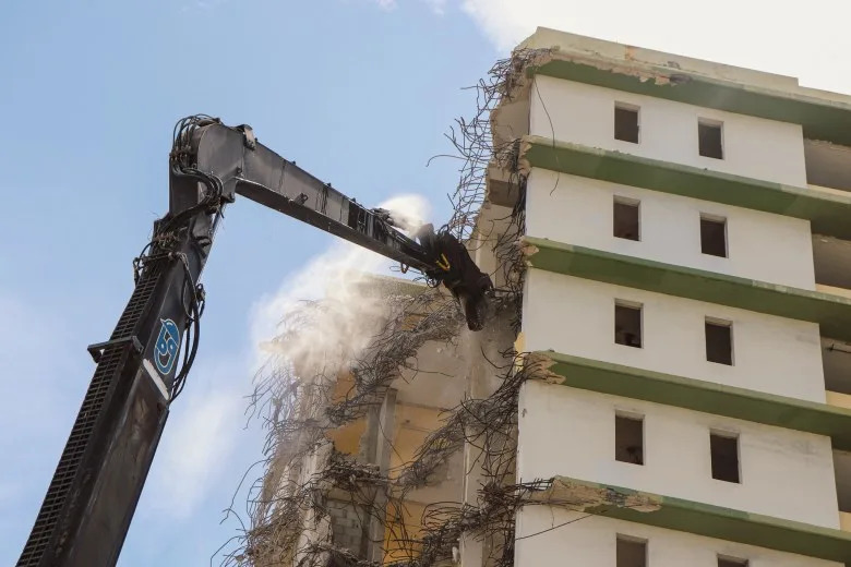 A former public housing complex in a historic Black neighborhood is demolished for new, mixed-income housing. (Adam Mahoney/Capital B)