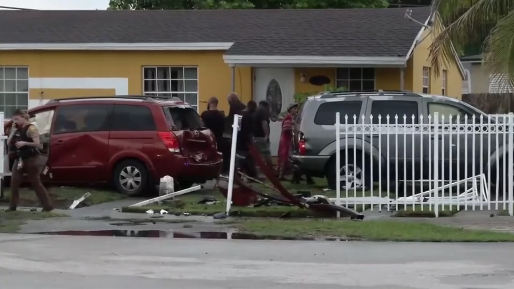 3 hospitalized after violent chain-reaction crash that caused parked car to hit wall of SW Miami-Dade home - WSVN 7News | Miami News, Weather, Sports