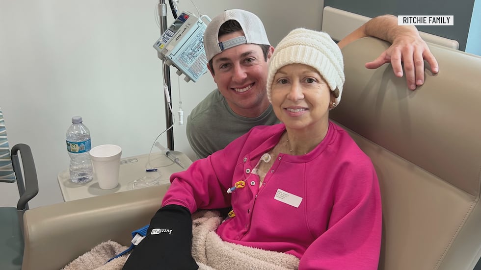 Kim Ritchie receives chemo as part of her treatment for breast cancer.