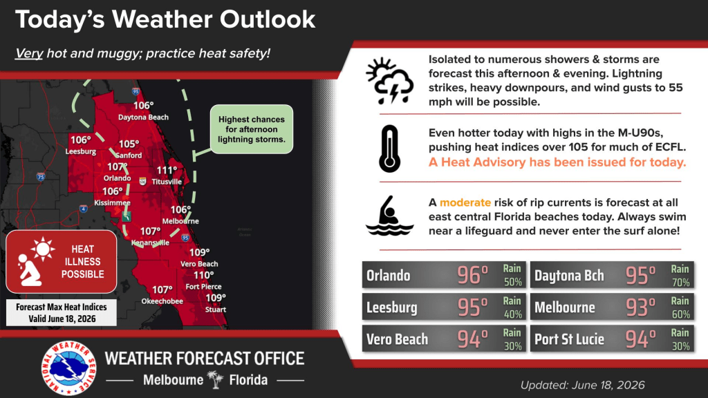 Central Florida receives heat advisory for hot, muggy and wet Thursday – Orlando Sentinel