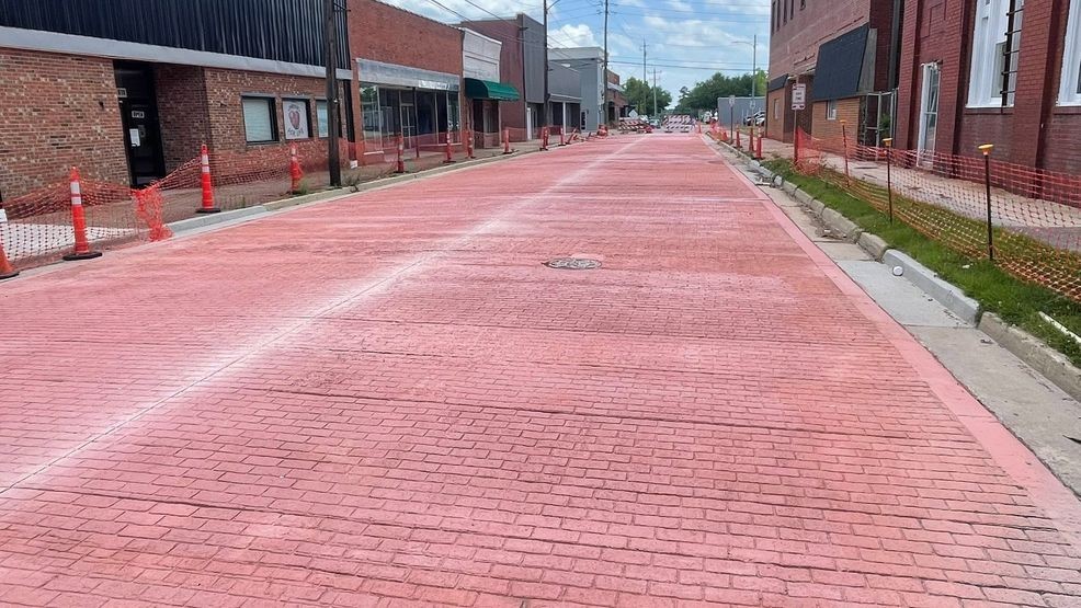 {p}The Court Street stamped dyed cement project is nearly complete.{/p}{p}The project replaces the actual bricks that were removed from the road.{/p}