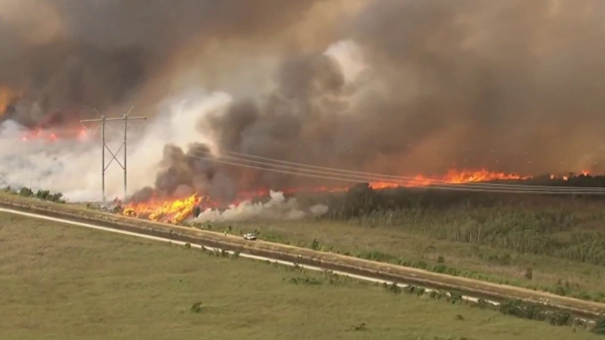 Krome Avenue shut down as brush fires burn 8,000 acres in Miami-Dade – NBC 6 South Florida