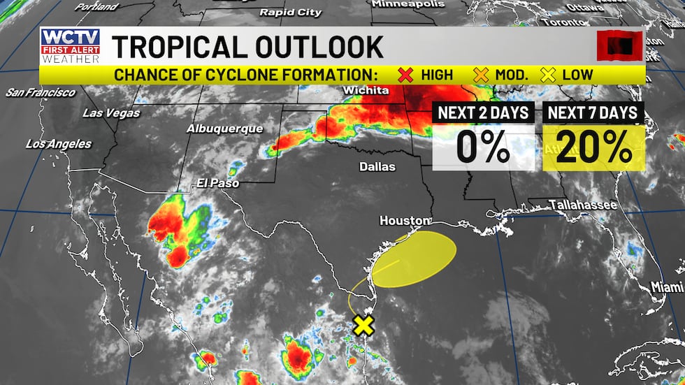A 20% chance of tropical development in the next 7 days.