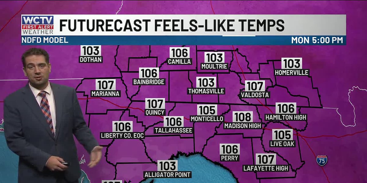 🚨Heat Advisory: Very hot again this afternoon for Tallahassee, the Big Bend and South Georgia