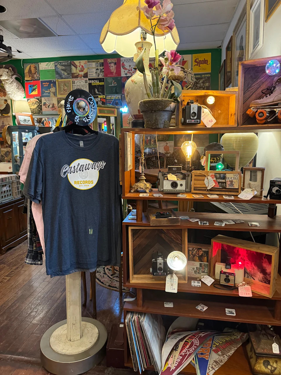 Interior of the record shop section of Castaway Vintage to Modern.