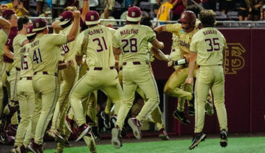 FSU baseball overcomes late deficit, scores three runs in 10th to advance to Tallahassee Regional final