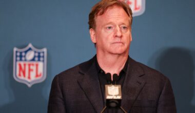 NFL Commissioner Roger Goodell speaks to media during the annual league meetings at the JW Marriott.