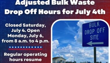 Adjusted Bulk Waste Drop-Off Hours for July 4