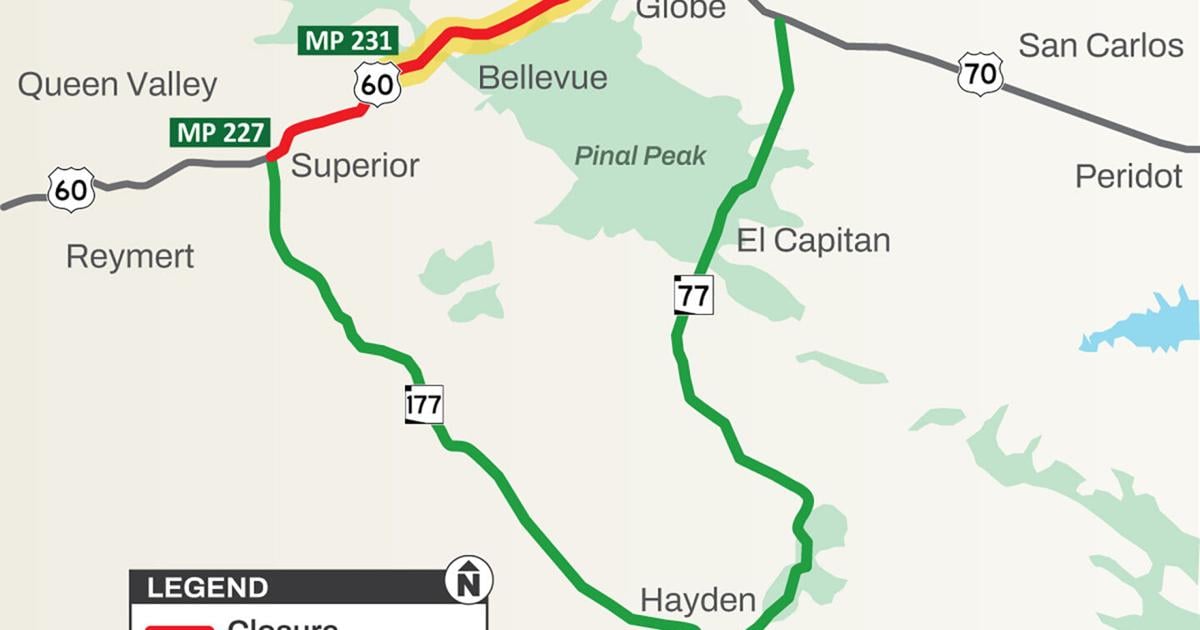 Full closure scheduled on US 60 between Superior and Miami June 9-11 | News