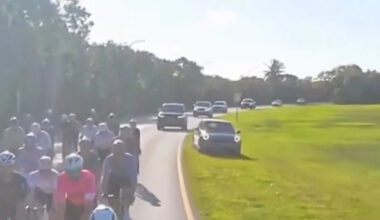A Fed up Florida Driver Veered Onto a Median After a Large Group of Cyclists Blocked All Lanes, Stopping Traffic