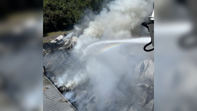 First responders work to contain the Crystal River Fire in Florida.
