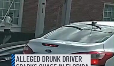 Authorities in Jacksonville, Florida, released video showing an allegedly drunk driver sparking a police chase on May 16. The suspect, 62-year-old Darrell Simon, drove onto the Ironman race course, endangering athletes, and sideswiped several vehicles before being stopped by police. No one was injured. #policechase #florida #police