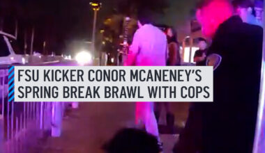 Florida State University kicker Conor McAneney was arrested on multiple charges in Fort Lauderdale on Wednesday, records showed.⁠
McAneney, 20, was charged with battery on an officer, firefighter or EMT, resisting an officer with violence and trespassing, Broward jail records showed.⁠ #bodycam #FSU