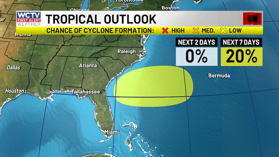 The NHC is monitoring the chance of tropical development early this week, with a 20% chance of...